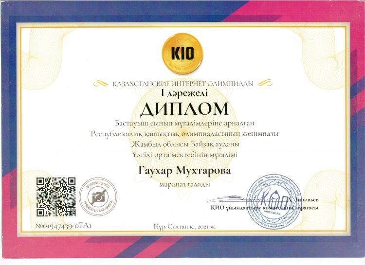 Мухтарова Гаухар Маратбековна